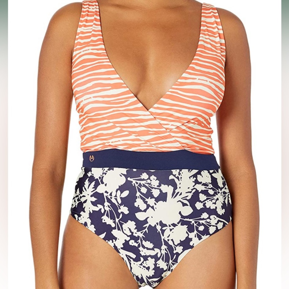 🧡NWT-Maaji Women's Standard Tangerine Baobab One Piece Plunge Signature Cut🧡